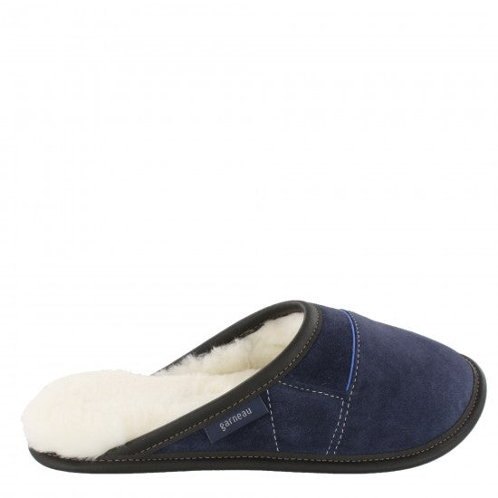 Mens Slip-on - 10.5/11.5 Navy / White Fur: Garneau Slippers