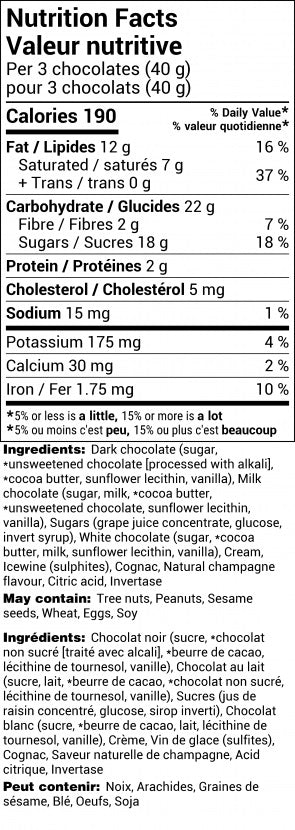 Ice Wine Truffles - Dark Chocolate - 5 chocolates - sleeve pkg - Rogers Chocolates