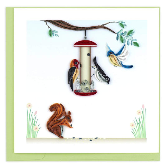 Quilling Card - Bird Feeder - handcrafted - Blank inside