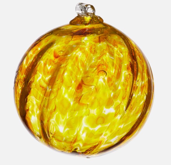 6" Nature's Whimsy Orb - Bright Yellow - Canadian Blown Glass