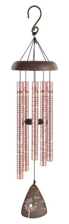 Wind Chime - 30" - 23rd Psalm - Religious, The Lord is My Shepherd - Rose Gold/Pinkish Tubes with Danelion Fluff on Sail