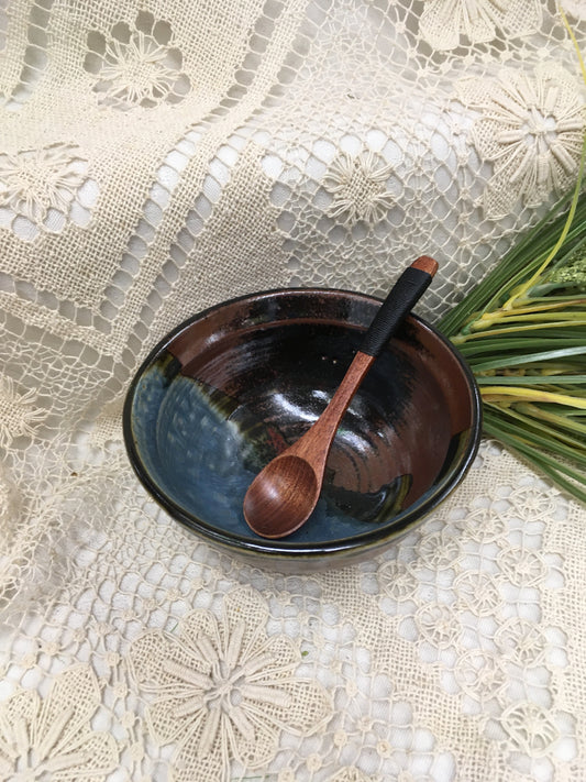 Round Pate Dish / Serving bowl, Blue Ash - Parsons Dietrich Pottery - Canadian Handmade