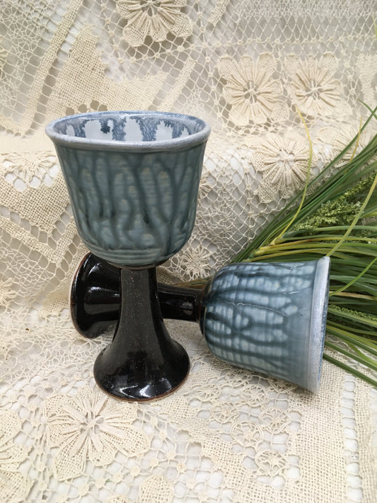 Goblet - Wine Glass, Blue Ash - Parsons Dietrich Pottery - Canadian Handmade