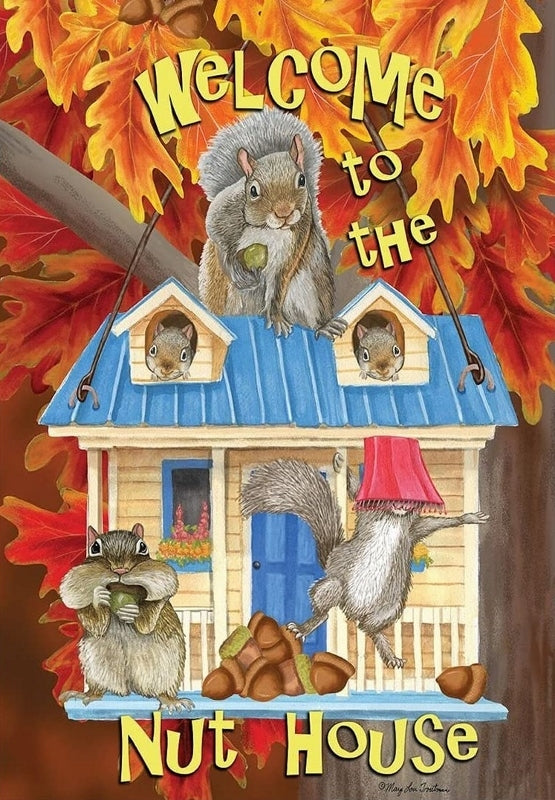 Welcome to the Nut House - House Flag - Fall 28" x 40"