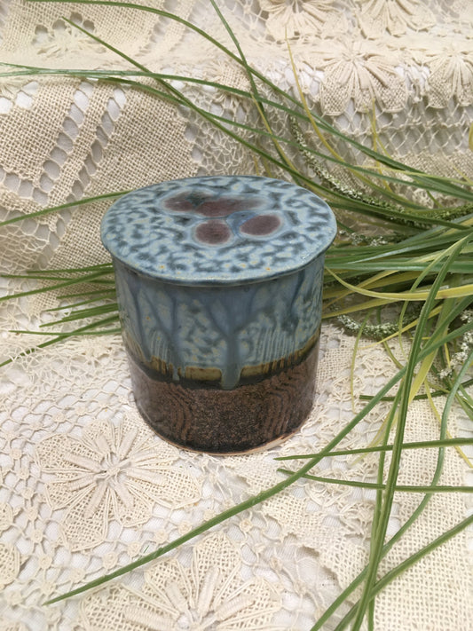 French Butter Dish, Blue Ash - Parsons Dietrich Pottery - Canadian Handmade