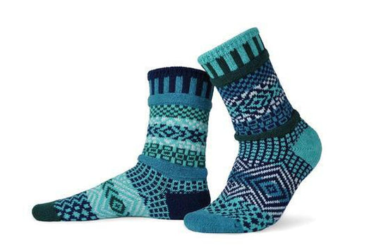 Evergreen - Large - Mismatched Crew Socks - Solmate Socks
