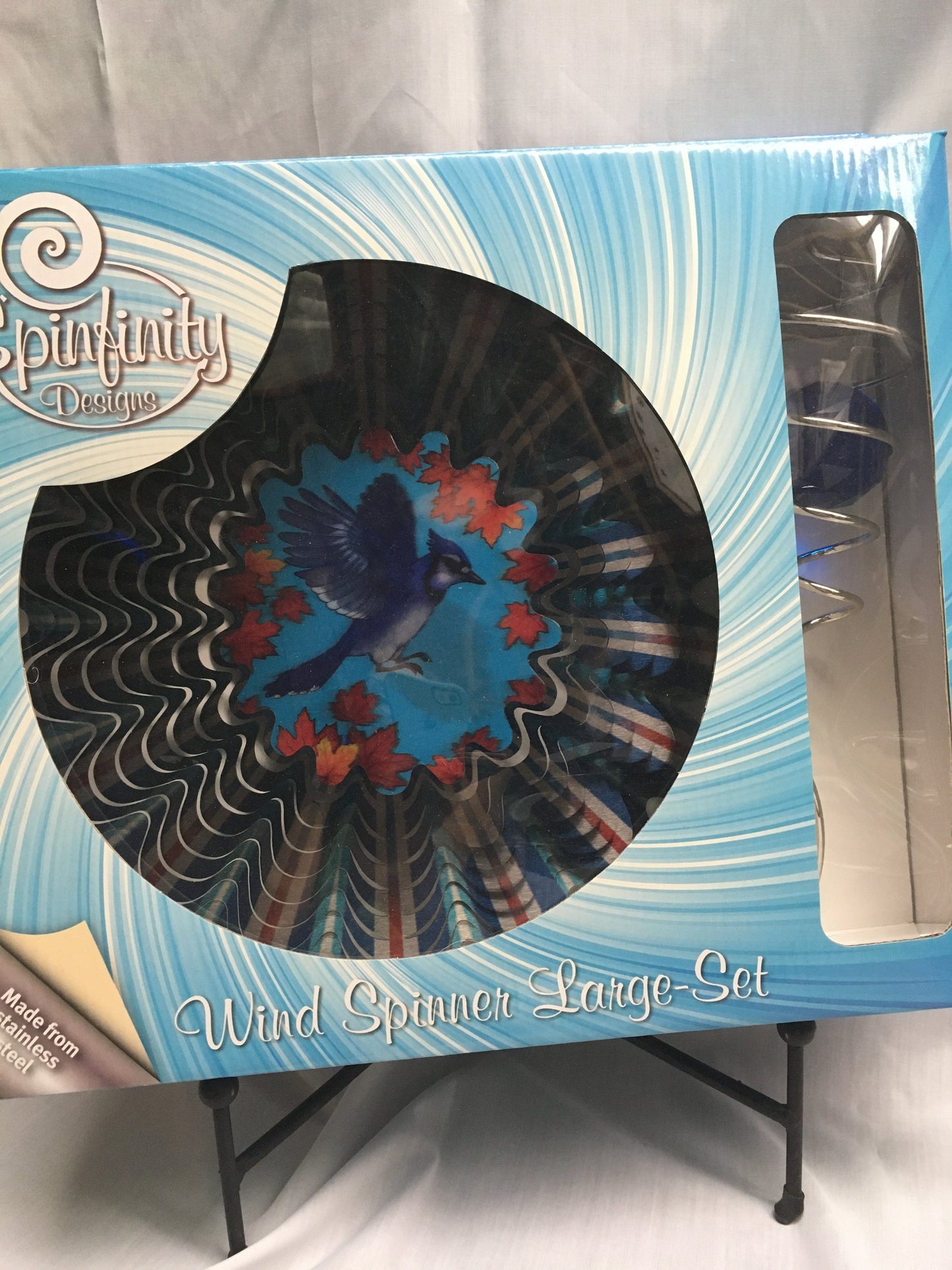 Spinner Set Large - Blue Jay Wind Spinner with Royal Blue Spiral Crystal Tail