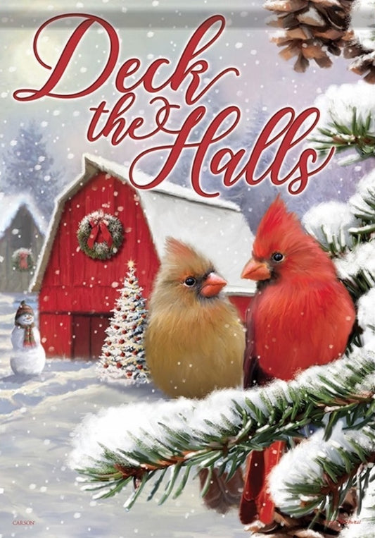 Farm Cardinals - "Deck the Halls" - House Flag - 28" x 40"