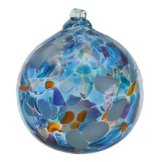 6" Calico Friendship Ball - Stormy Sea - Canadian Blown Glass