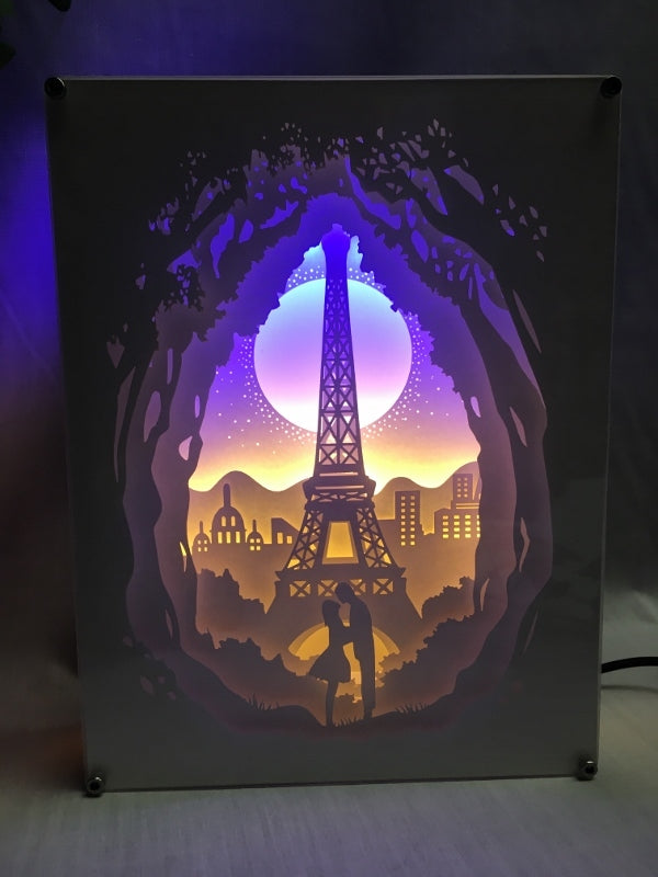 Love in Paris - Paper Art Led Light Box