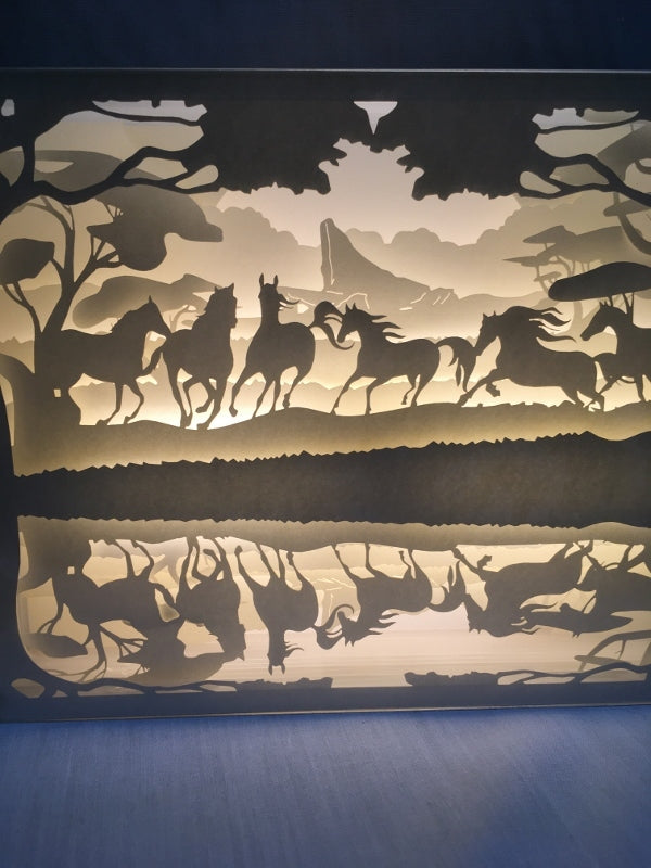 Thousands of Horses - Paper Art Led Light Box