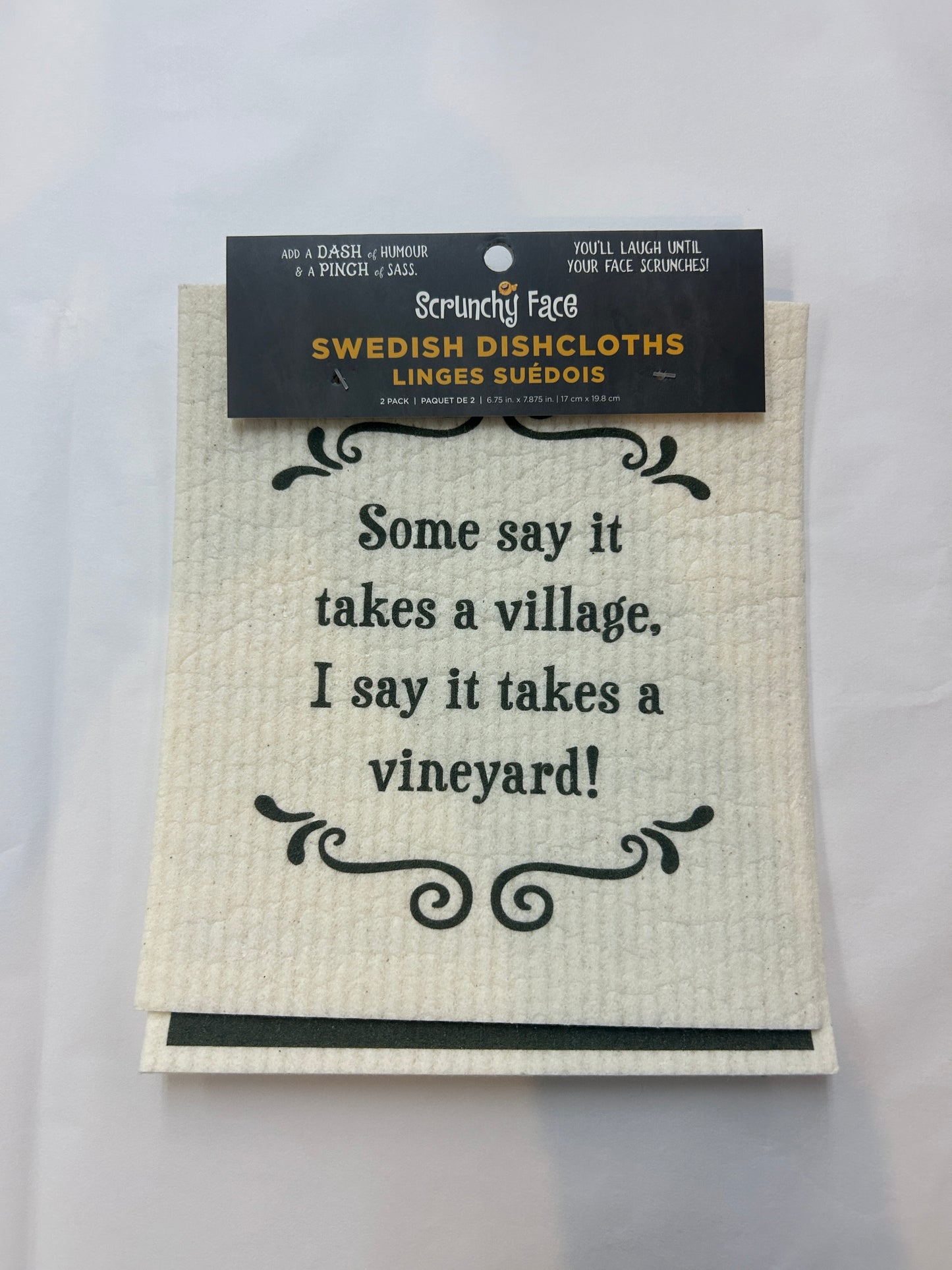 Swedish Dish Cloths - Takes a Village - Pack of 2 - Scrunchy Face