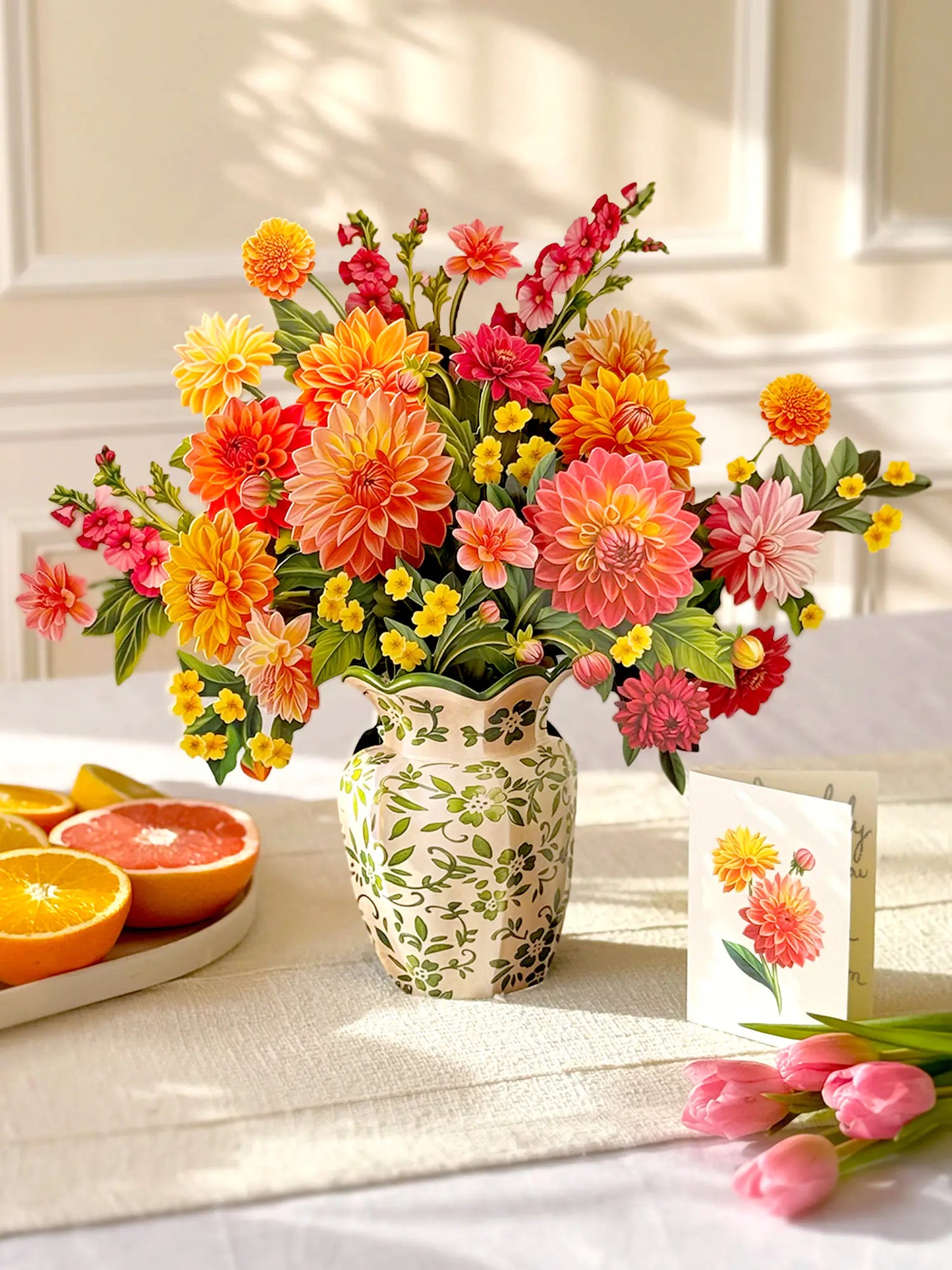 Flower Bouquet Popup Card - Dahlia Sunrise - Fresh Cut