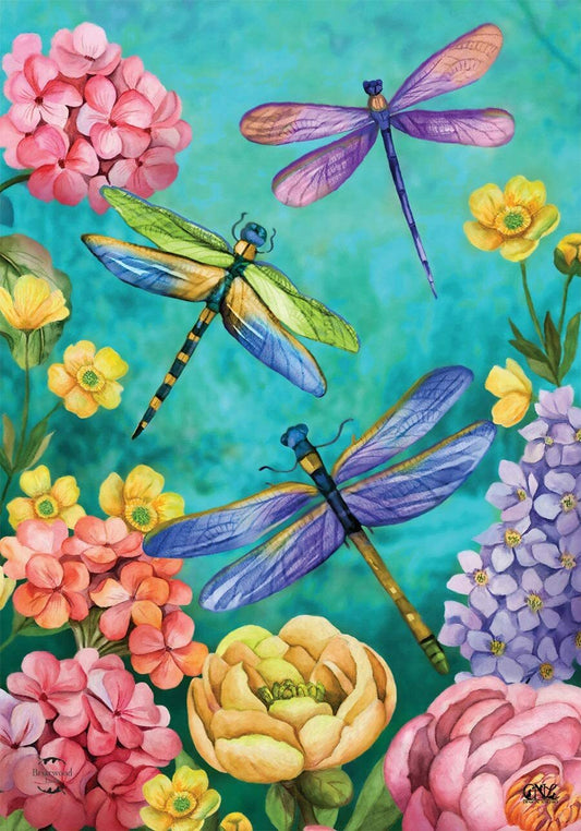Dragonfly Garden - House Flag - 28" x 40"
