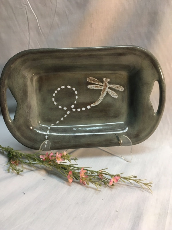 Small Rect Handled Platter - Dragonfly - Canadian Handmade by Ed Lucier