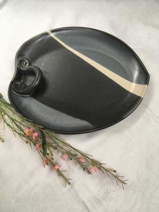 Leaf Tray, Black & White - Pavlo Pottery - Canadian Handmade