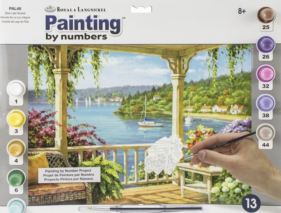 Paint By Number Large Size - Silver Lake Veranda - Ages 8 and up - 11.25" x 15.375"