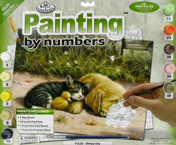 Paint By Number Large Size - Sleepy Day - Ages 8 and up - 11.25" x 15.375"