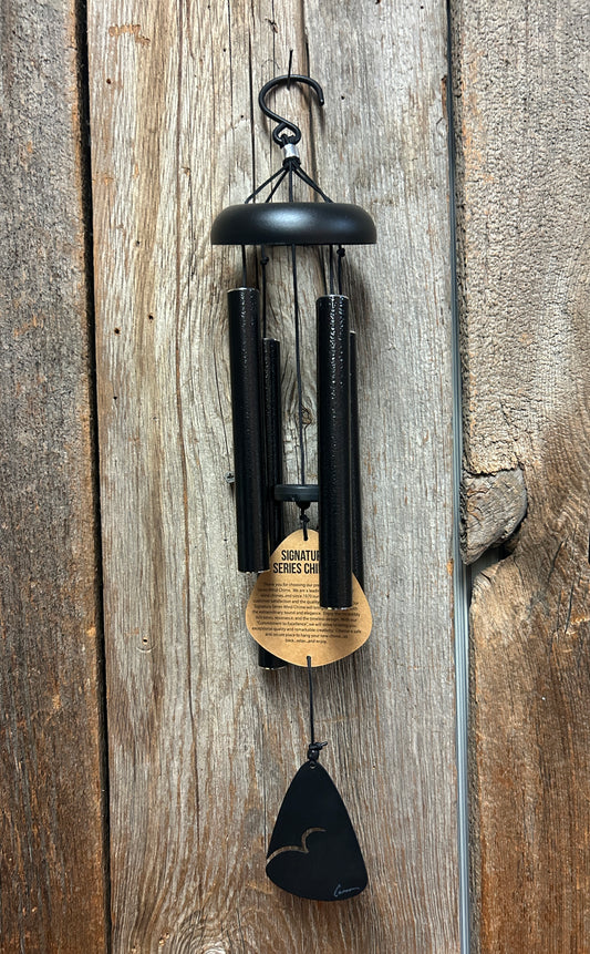 Wind Chime - 21" Black Tubes - Black Metal top and Sail