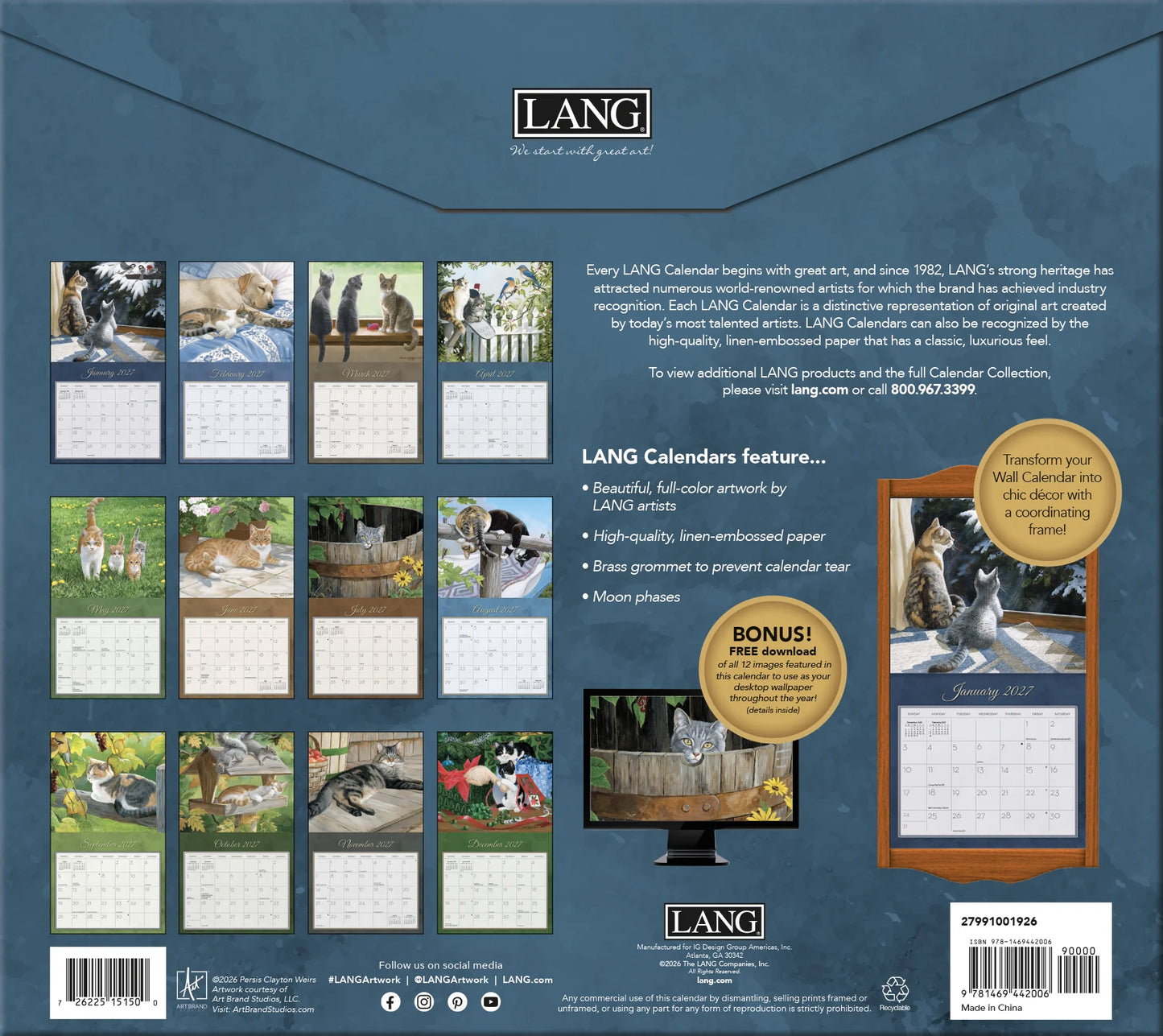 Lang Calendar - Love of Cats - Persis Clayton Weirs
