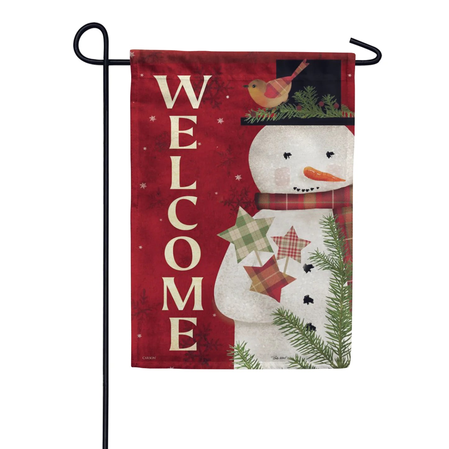 Primitive Snowman - Welcome - Garden Flag