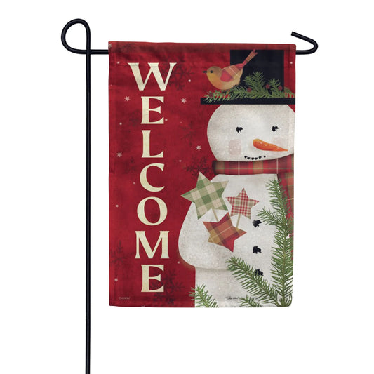 Primitive Snowman - Welcome - Garden Flag