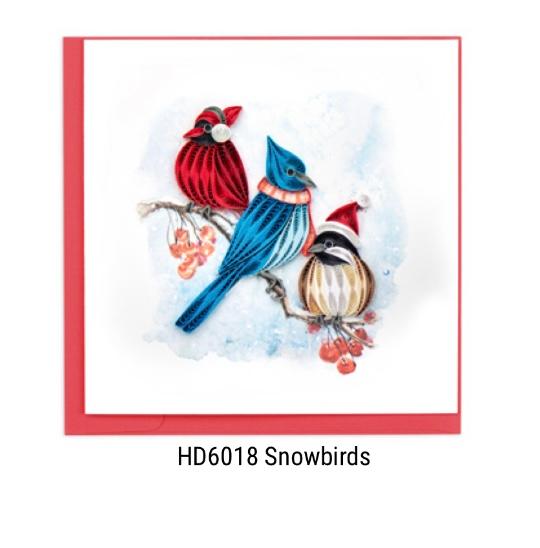 Quilling Card - Christmas - Snowbirds  - handcrafted - Blank inside