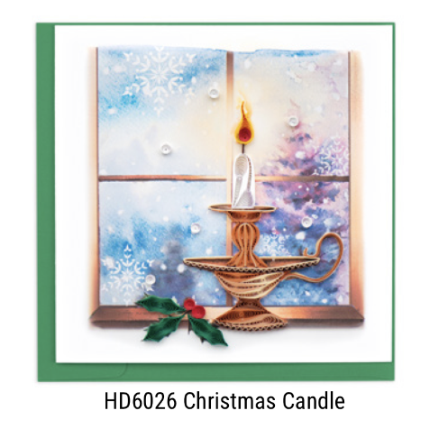 Quilling Card - Christmas - Christmas Candle - handcrafted - Blank inside