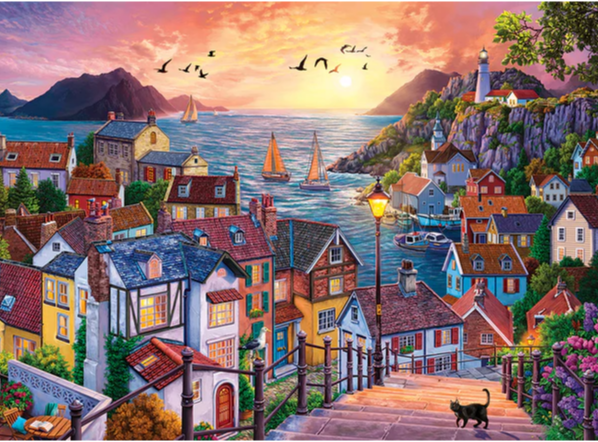 Coastal Town at Sunset - 1000 Piece Cobble Hill Puzzle