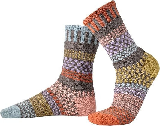 Olive - Small - Mismatched Crew Socks - Solmate Socks