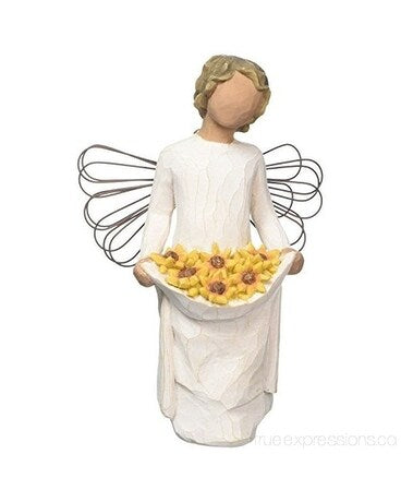 Willow Tree: Sunshine - Angel holding Sunflowers in Dress - Wire Wings