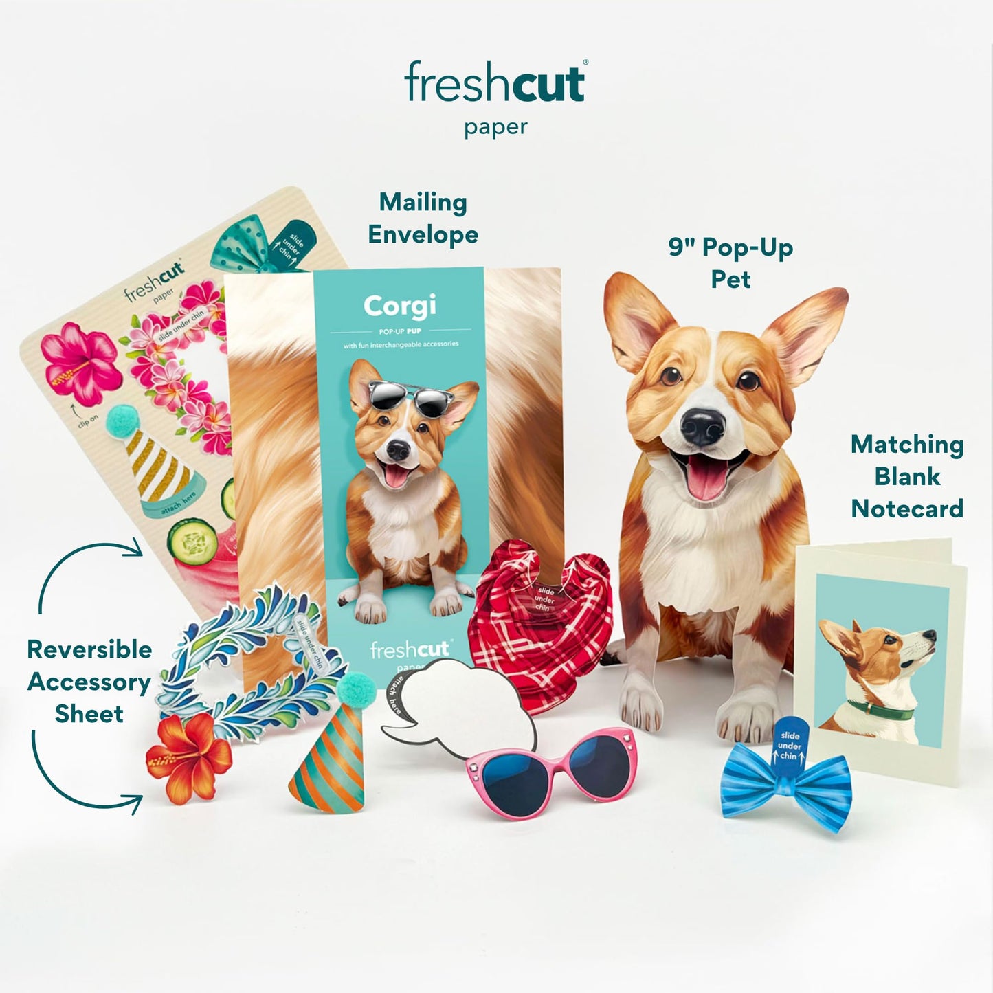 Pop up Pup Card - Corgi - Fresh Cut