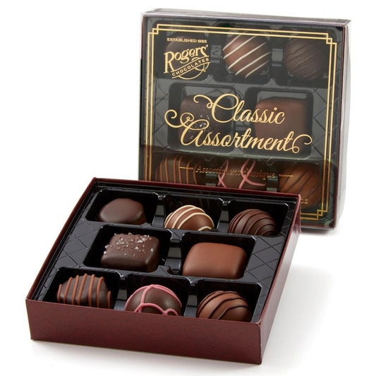 Rogers Classic Sampler Assortment Box - Milk and Dark Chocolate Assortment - 8 pieces - 121g - Rogers Chocolates