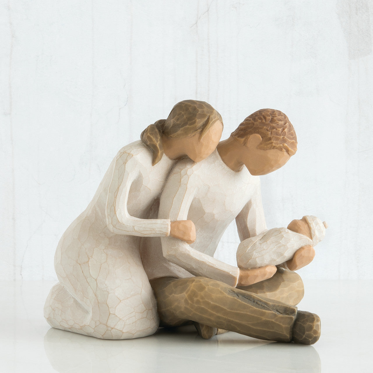 Willow Tree: New Life - Mother and Father kneeling with Baby