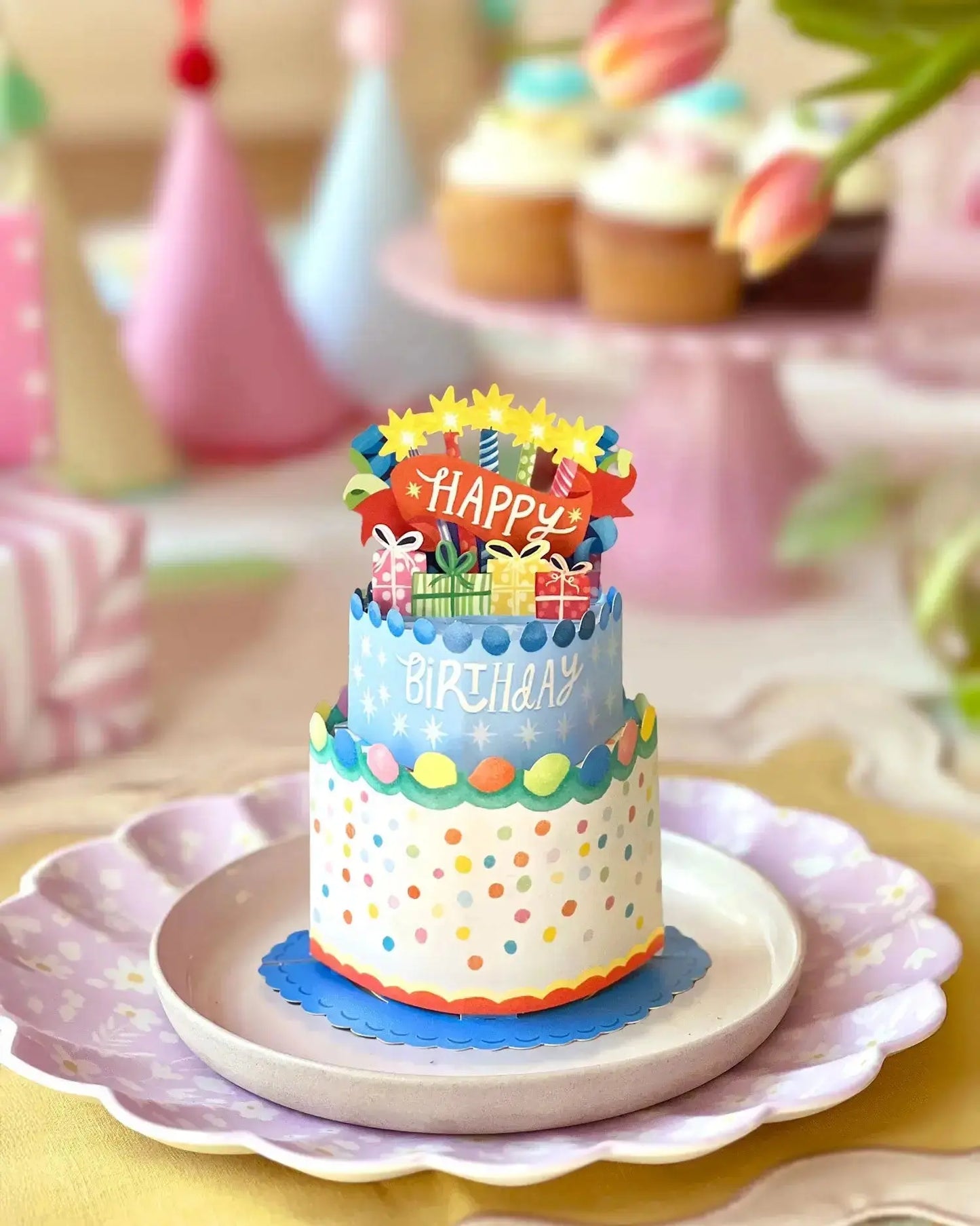 Mini Birthday Cake Popup Card - Confetti Birthday Cake - Fresh Cut