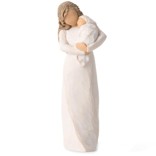 Willow Tree: Sanctuary - Mother with Gold in Hair and Baby - applied gold leaf accents