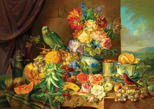Schuster - Still Life with Fruit Flowers and a Parrot - 1000 Piece - Enjoy Puzzle