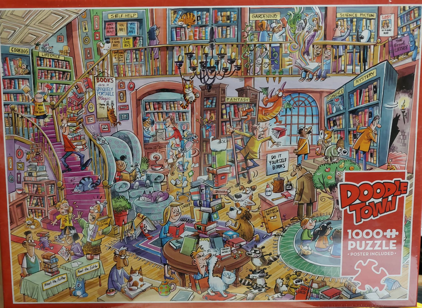 Bookshop Bedlam - Doodletown - 1000 Piece Cobble Hill Puzzle
