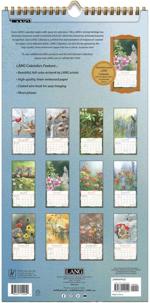 Lang Spiral Top Vertical Calendar - Songbirds - Susan Bourdet
