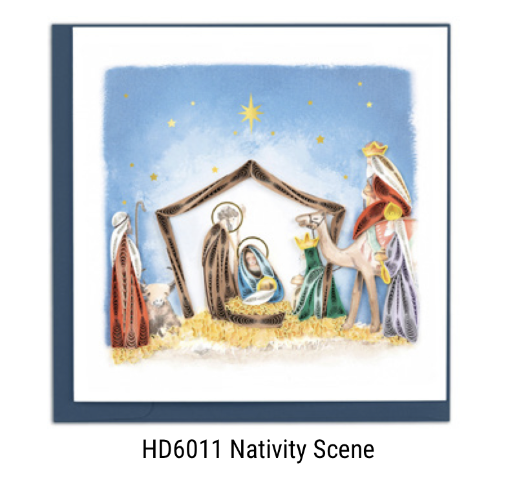 Quilling Card - Christmas - Nativity Scene - handcrafted - Blank inside
