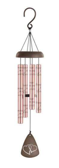 Wind Chime - 21" - Forever in Our Hearts - Rose Gold/Copper Coloured Tubes - 2 Hearts on Sail