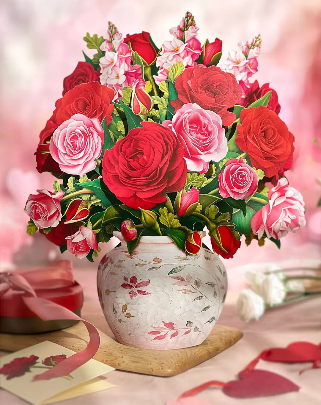 Flower Bouquet Popup Card - Blooming Roses - Fresh Cut