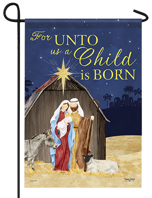 A Child is Born - The Holy Family - Garden Flag - 12.5 " x 18"