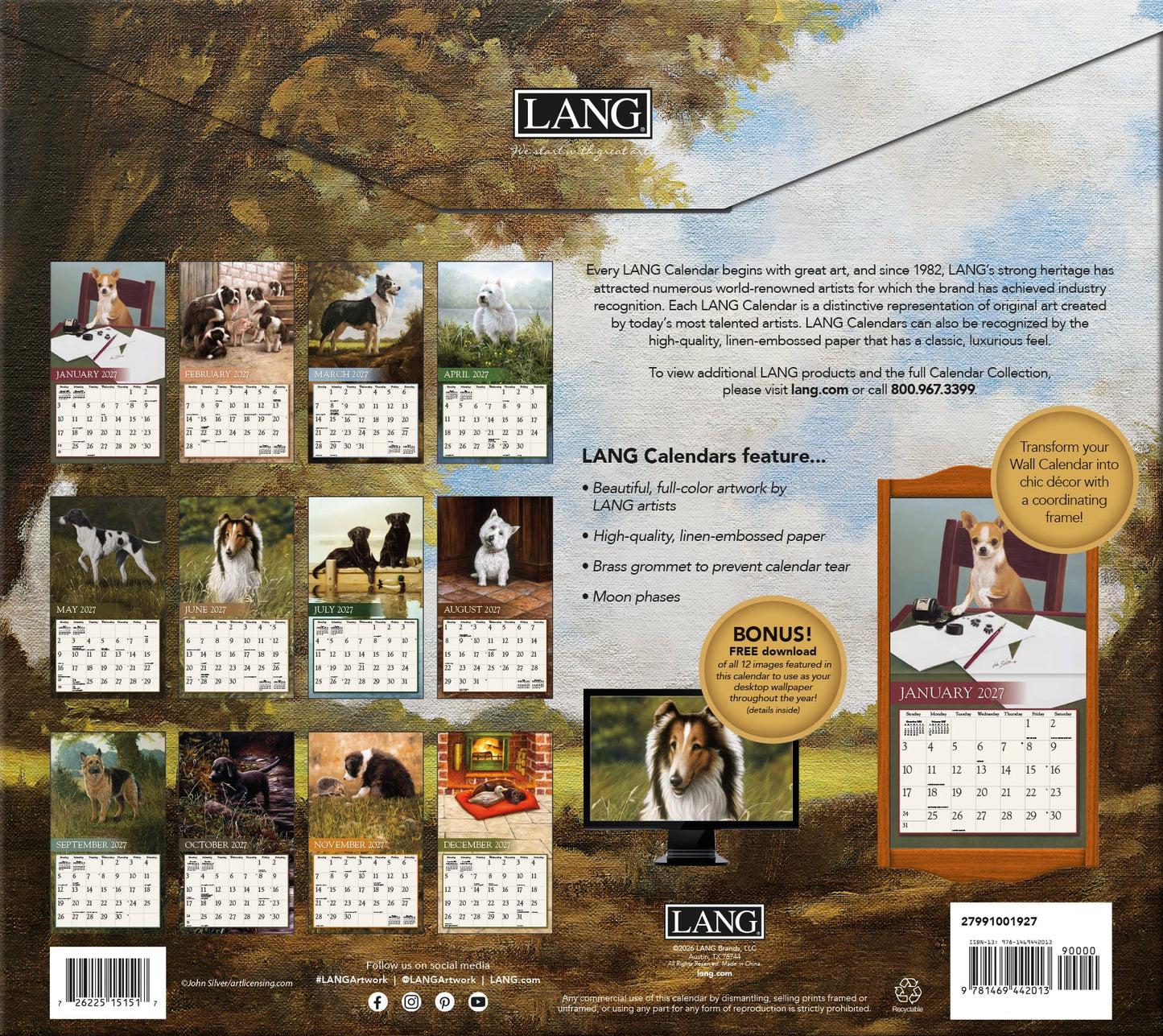 Lang Calendar - Love of Dogs - John Silver