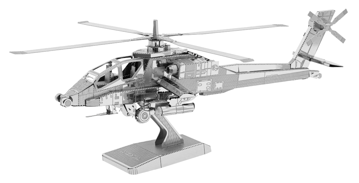 Metal Earth - AH-64 Apache - 1:113 Scale - Steel Model Kit - 2 Sheet Model