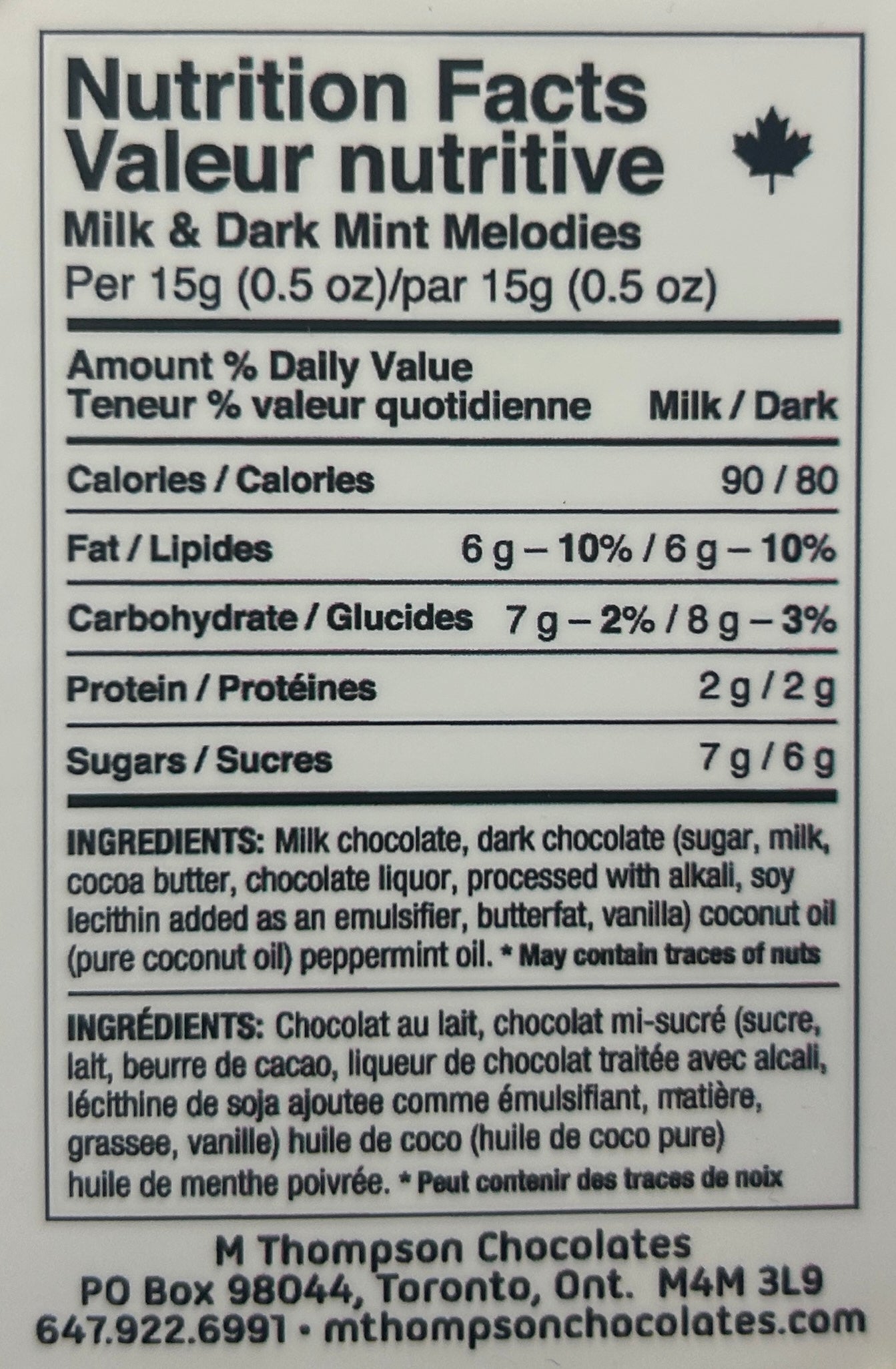 Mint Melodies - Dark Chocolate - 225g - M. Thompson