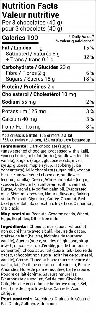 Rogers Classic Sampler Assortment Box - Milk and Dark Chocolate Assortment - 8 pieces - 121g - Rogers Chocolates