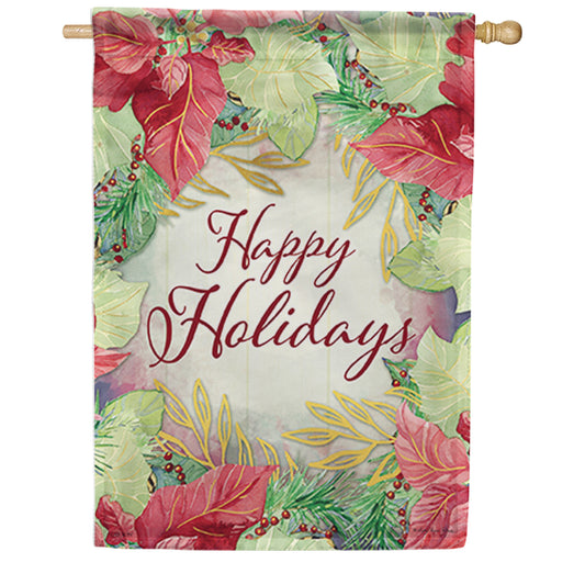 Holiday Wishes - Happy Holidays - Foiled Flag