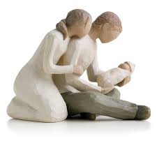 Willow Tree: New Life - Mother and Father kneeling with Baby