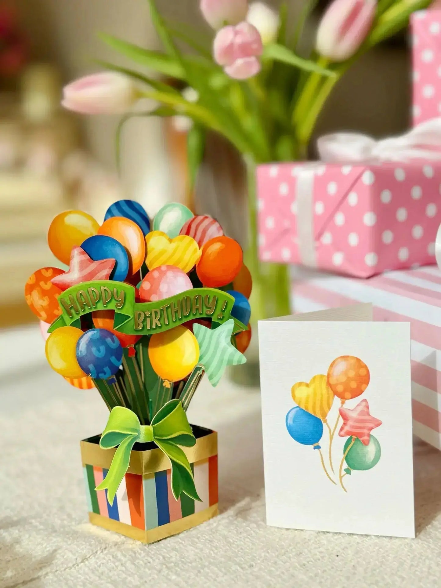 Mini Birthday Balloons Popup Card - Multi-Colored - Fresh Cut
